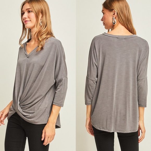 EVIE Twist Front Top - GREY - Picture 4 of 4